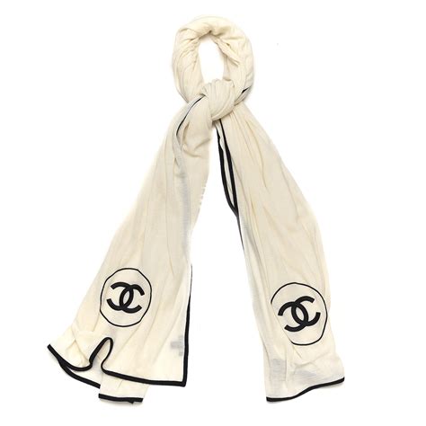 chanel echarpe silk black and white|CHANEL.